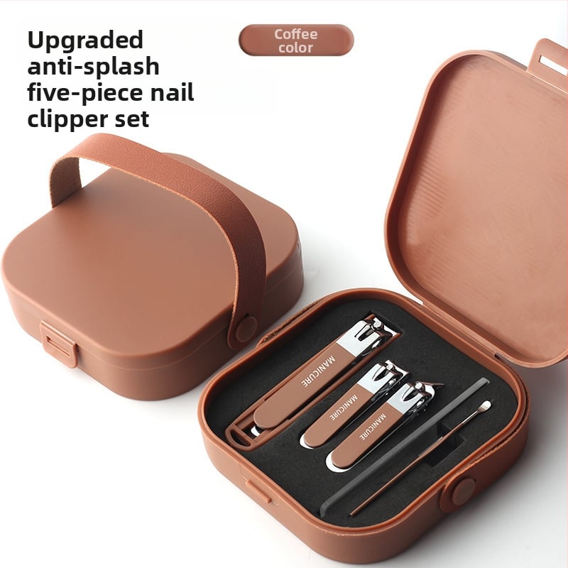 Σετ εργαλείων περιποίησης νυχιών με αντι-εκτόξευση, επίπεδες οξείες λεπίδες, φορητό θήκη (υλικά: γυαλί, ανοξείδωτος χάλυβας, χάλυβας άνθρακα; καθαρό βάρος 144 g)