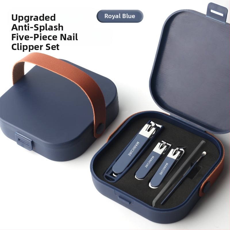 Σετ εργαλείων περιποίησης νυχιών με αντι-εκτόξευση, επίπεδες οξείες λεπίδες, φορητό θήκη (υλικά: γυαλί, ανοξείδωτος χάλυβας, χάλυβας άνθρακα; καθαρό βάρος 144 g)