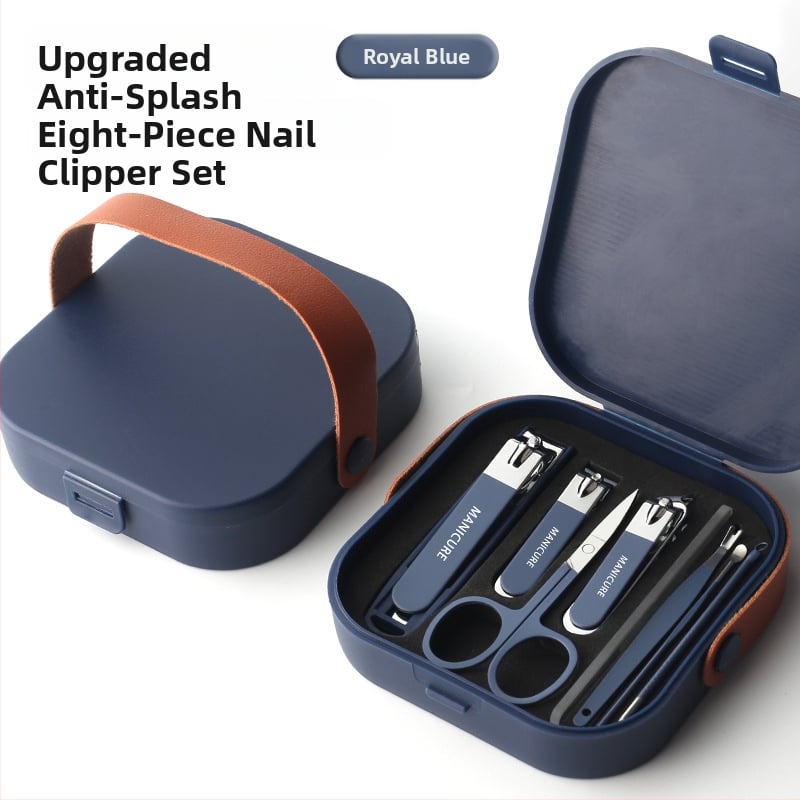 Σετ εργαλείων περιποίησης νυχιών με αντι-εκτόξευση, επίπεδες οξείες λεπίδες, φορητό θήκη (υλικά: γυαλί, ανοξείδωτος χάλυβας, χάλυβας άνθρακα; καθαρό βάρος 144 g)