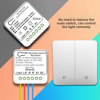 Comutator wireless cu telecomandă pentru iluminat, canal unic, 220V, modul RF 433MHz, uz casnic