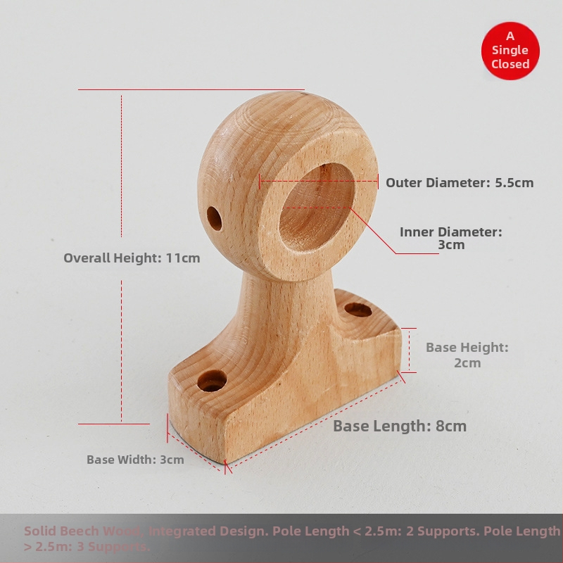 Držiak na závesovú tyč, masívny buk, japonský rímsky štýl, značka Teren, bez možnosti prispôsobenia