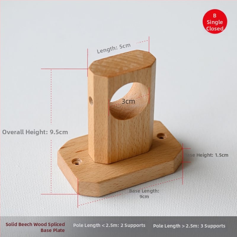 Držiak na závesovú tyč, masívny buk, japonský rímsky štýl, značka Teren, bez možnosti prispôsobenia