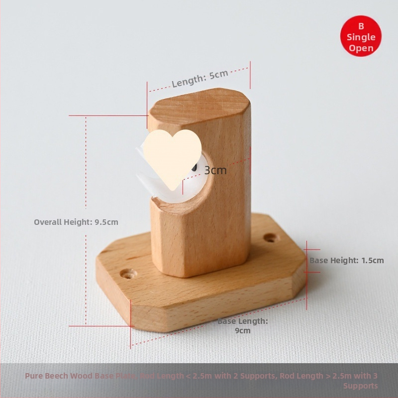 Držiak na závesovú tyč, masívny buk, japonský rímsky štýl, značka Teren, bez možnosti prispôsobenia