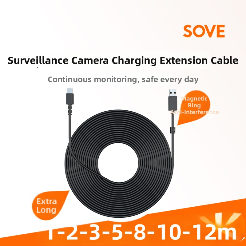 Predlžovací kábel pre kameru dohľadu s rozhraním Type-C, značky Sove su wei, kompatibilný s kamerami dohľadu, vonkajšie použitie