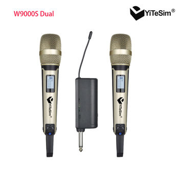 Vezeték nélküli kézi mikrofon, újratölthető, teljesen fémből készült test, karaoké és élő közvetítéshez