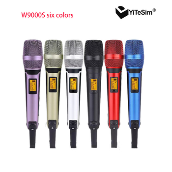 Vezeték nélküli kézi mikrofon, újratölthető, teljesen fémből készült test, karaoké és élő közvetítéshez