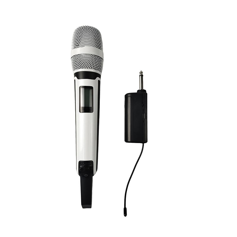 Vezeték nélküli kézi mikrofon, újratölthető, teljesen fémből készült test, karaoké és élő közvetítéshez