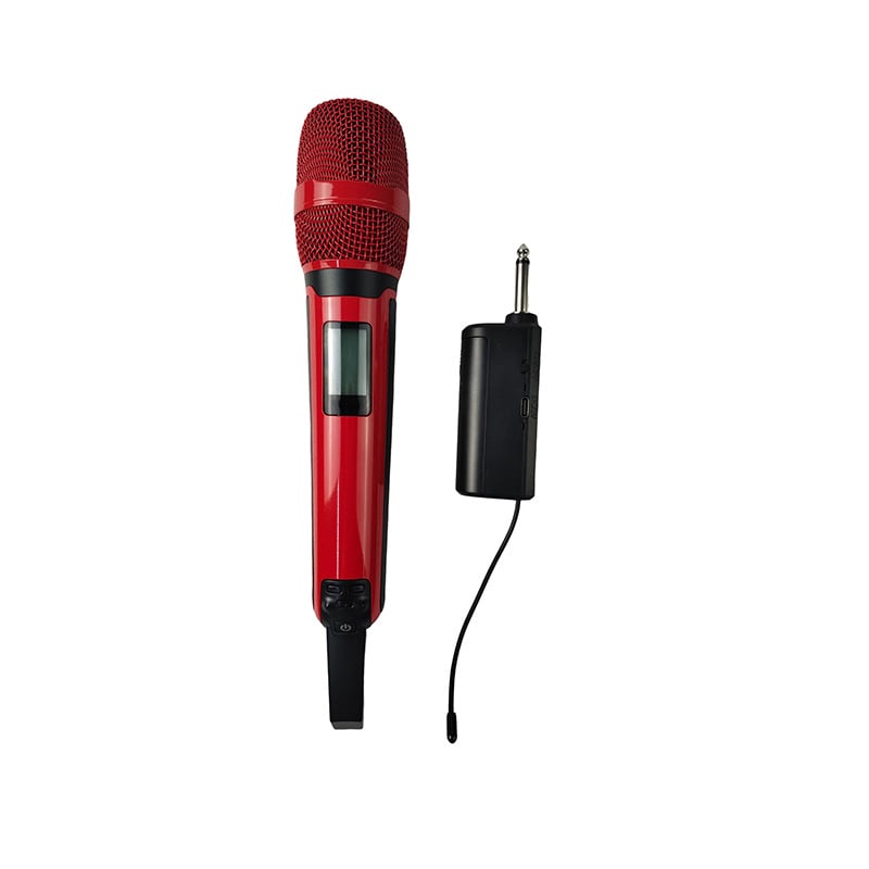 Vezeték nélküli kézi mikrofon, újratölthető, teljesen fémből készült test, karaoké és élő közvetítéshez