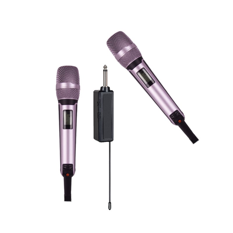 Vezeték nélküli kézi mikrofon, újratölthető, teljesen fémből készült test, karaoké és élő közvetítéshez