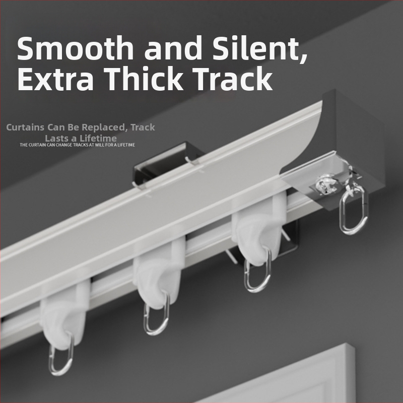 Shuyu hliníková zliatina závesová dráha, tichý chod - bočné upevnenie, rovná koľajnica, dvojkoľaj, prispôsobiteľný