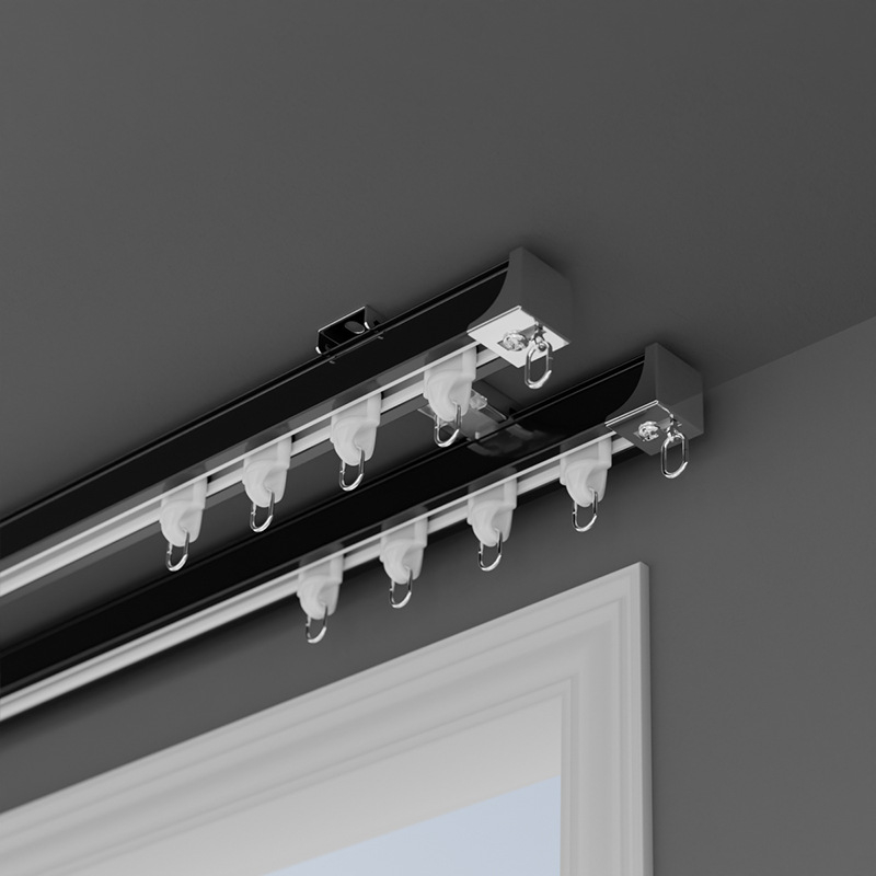 Shuyu ράγα κουρτινών από κράμα αλουμινίου με σιωπηλή λειτουργία - πλευρική τοποθέτηση, ευθεία ράγα, διπλή ράγα, προσαρμόσιμη