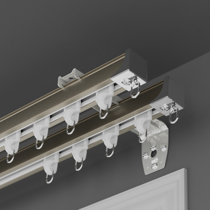 Shuyu ράγα κουρτινών από κράμα αλουμινίου με σιωπηλή λειτουργία - πλευρική τοποθέτηση, ευθεία ράγα, διπλή ράγα, προσαρμόσιμη