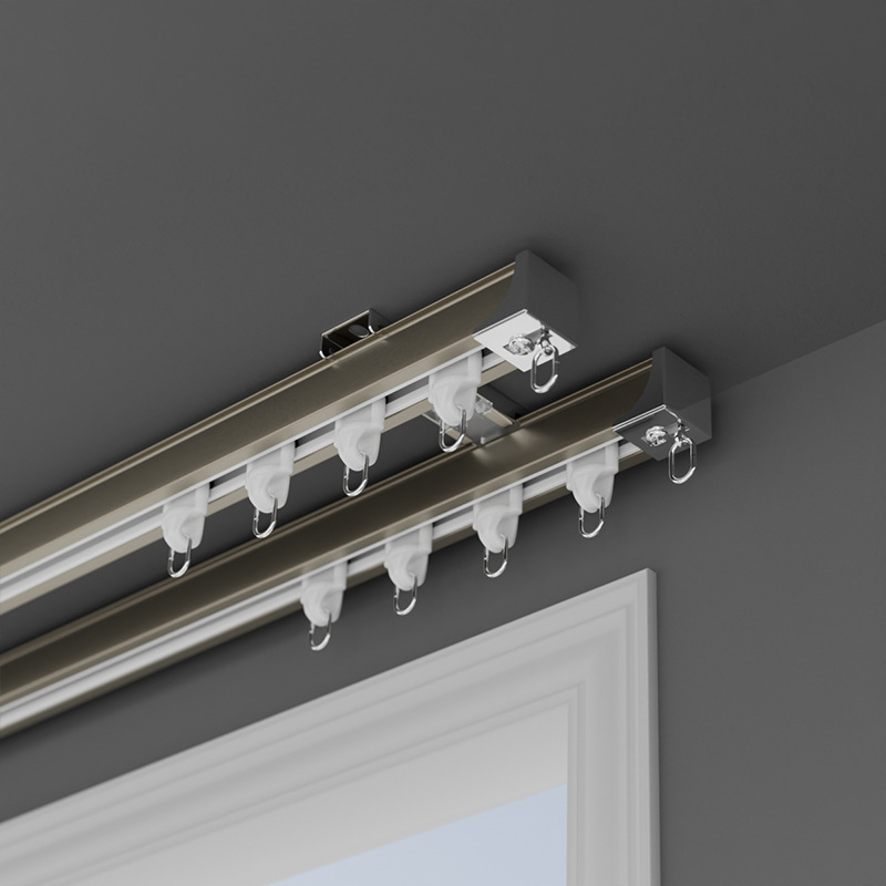 Shuyu ράγα κουρτινών από κράμα αλουμινίου με σιωπηλή λειτουργία - πλευρική τοποθέτηση, ευθεία ράγα, διπλή ράγα, προσαρμόσιμη