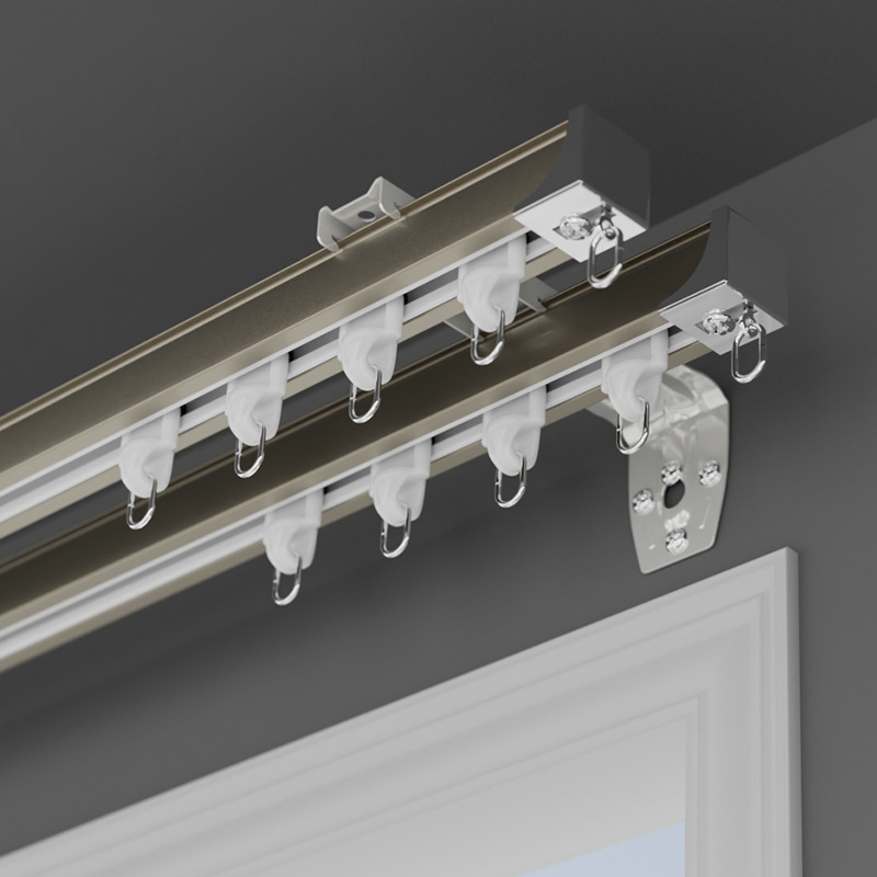 Shuyu ράγα κουρτινών από κράμα αλουμινίου με σιωπηλή λειτουργία - πλευρική τοποθέτηση, ευθεία ράγα, διπλή ράγα, προσαρμόσιμη