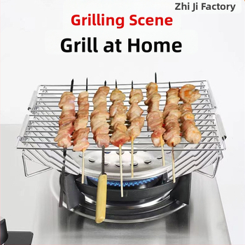 Γκριλ μπάρμπεκιου σε εστία αερίου, ανοξείδωτο ατσάλι, τετράγωνο σχήμα, κορεατικό στυλ