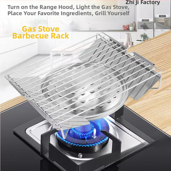 Γκριλ μπάρμπεκιου σε εστία αερίου, ανοξείδωτο ατσάλι, τετράγωνο σχήμα, κορεατικό στυλ