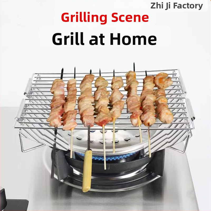 Γκριλ μπάρμπεκιου σε εστία αερίου, ανοξείδωτο ατσάλι, τετράγωνο σχήμα, κορεατικό στυλ