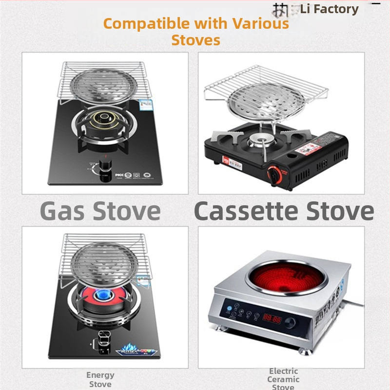 Γκριλ μπάρμπεκιου σε εστία αερίου, ανοξείδωτο ατσάλι, τετράγωνο σχήμα, κορεατικό στυλ