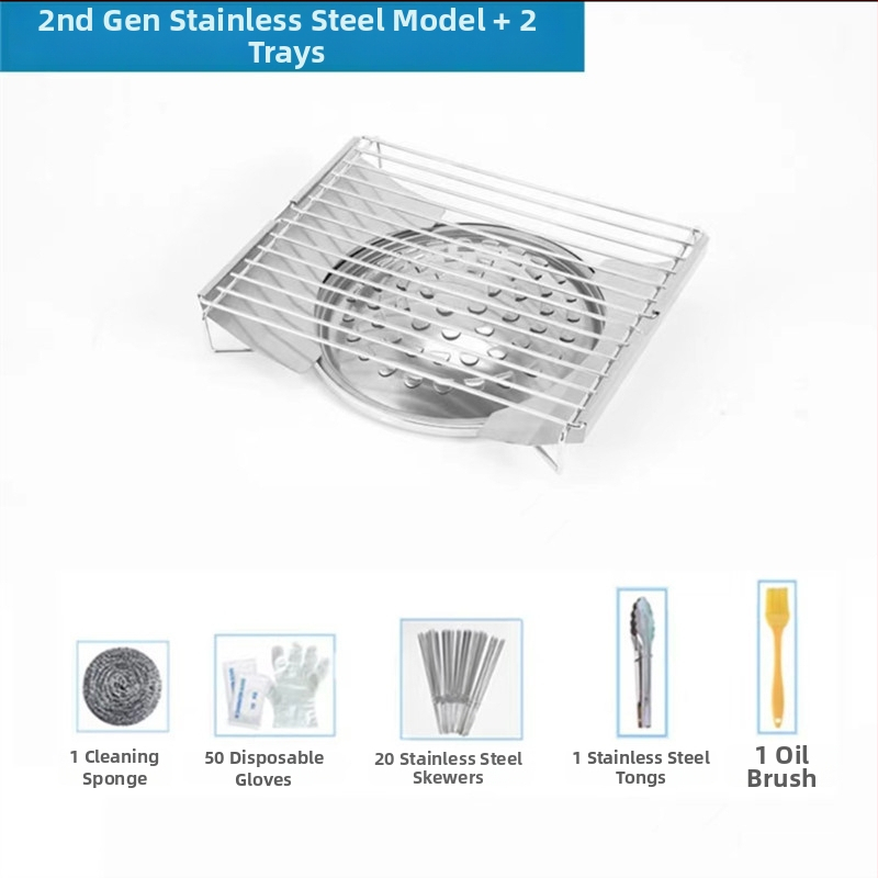 Γκριλ μπάρμπεκιου σε εστία αερίου, ανοξείδωτο ατσάλι, τετράγωνο σχήμα, κορεατικό στυλ