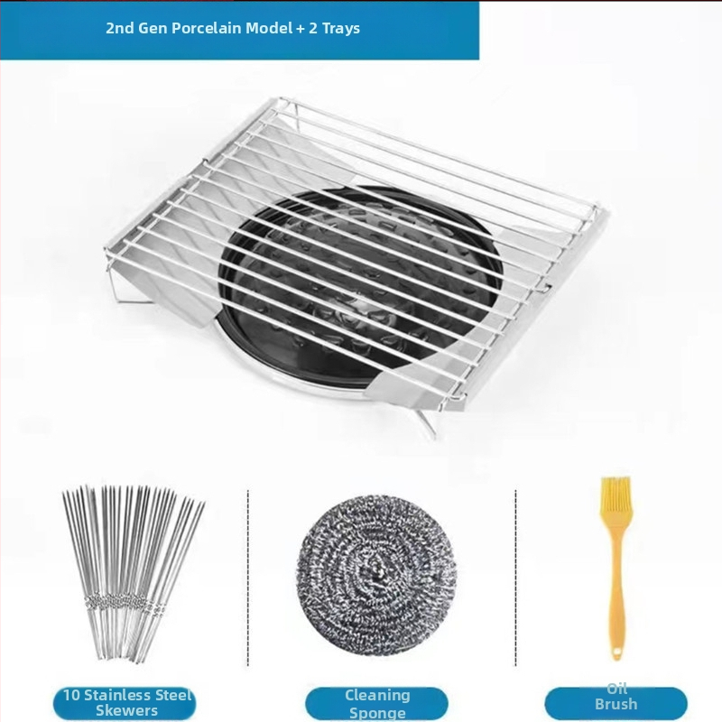 Γκριλ μπάρμπεκιου σε εστία αερίου, ανοξείδωτο ατσάλι, τετράγωνο σχήμα, κορεατικό στυλ