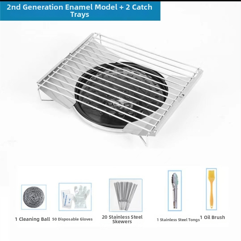 Γκριλ μπάρμπεκιου σε εστία αερίου, ανοξείδωτο ατσάλι, τετράγωνο σχήμα, κορεατικό στυλ