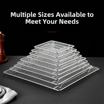 Grilovacia mriežka na BBQ – 304 nerezová oceľ, štvorcový tvar, pevná, bez povlaku