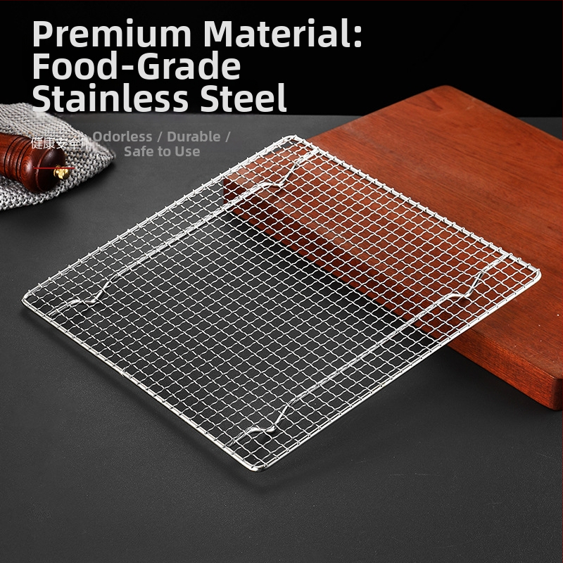 Grilovacia mriežka na BBQ – 304 nerezová oceľ, štvorcový tvar, pevná, bez povlaku