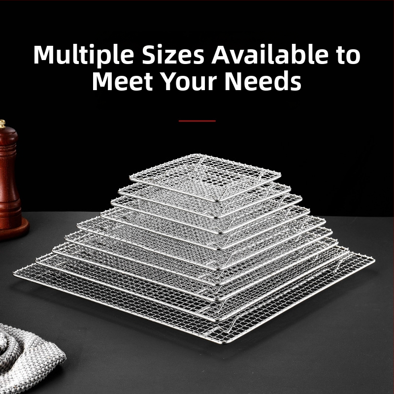Grilovacia mriežka na BBQ – 304 nerezová oceľ, štvorcový tvar, pevná, bez povlaku