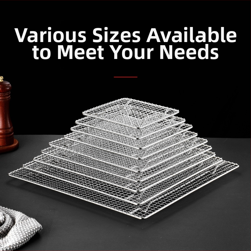 Grilovacia mriežka na BBQ – 304 nerezová oceľ, štvorcový tvar, pevná, bez povlaku