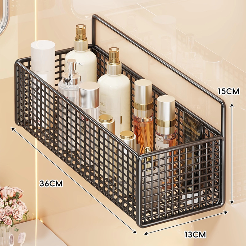 Zidna polica za kupaonicu, dvostruka etaža, bez bušenja, nosivost do 1 kg, završni lak