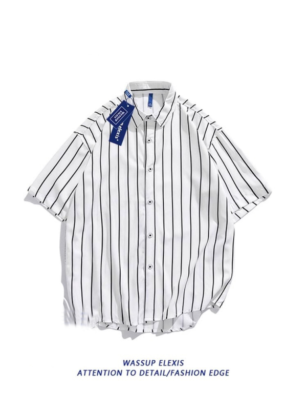 WASSUP Σετ παραλίας: πουκάμισο με κοντό μανίκι και σορτσάκι από πολυεστέρα-ελαστάν, ψηφιακή εκτύπωση, χαλαρή γραμμή, καλοκαίρι 2025