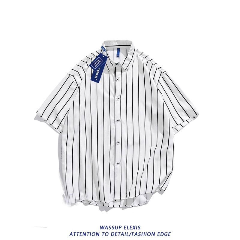 WASSUP Σετ παραλίας: πουκάμισο με κοντό μανίκι και σορτσάκι από πολυεστέρα-ελαστάν, ψηφιακή εκτύπωση, χαλαρή γραμμή, καλοκαίρι 2025