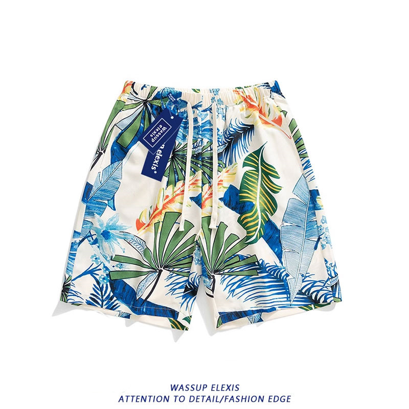 WASSUP Σετ παραλίας: πουκάμισο με κοντό μανίκι και σορτσάκι από πολυεστέρα-ελαστάν, ψηφιακή εκτύπωση, χαλαρή γραμμή, καλοκαίρι 2025
