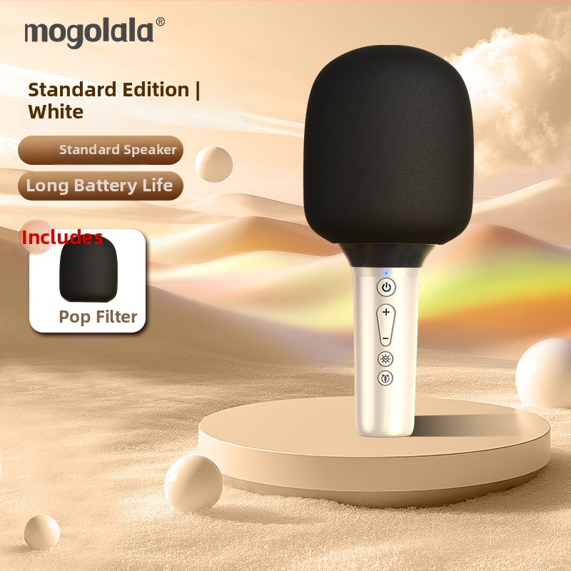 Jinyun A4 Všetko-v-jednom karaoke mikrofón a domáceho použitia — detský dynamický mikrofón, Bluetooth 5.3, zabudovaná batéria 2000–4000 mAh, rozsah frekvencie 100 Hz–20 kHz, výdrž batérie 3–6 hodín