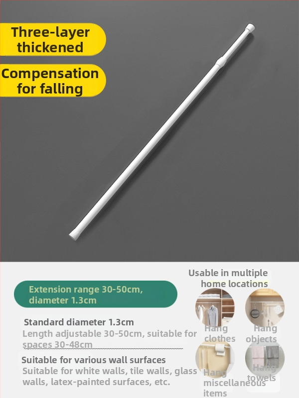 Telescopická tyč na závesy – bez vŕtania, mini vysúvacia tyč do sprchy a kúpeľne, unesie záťaž