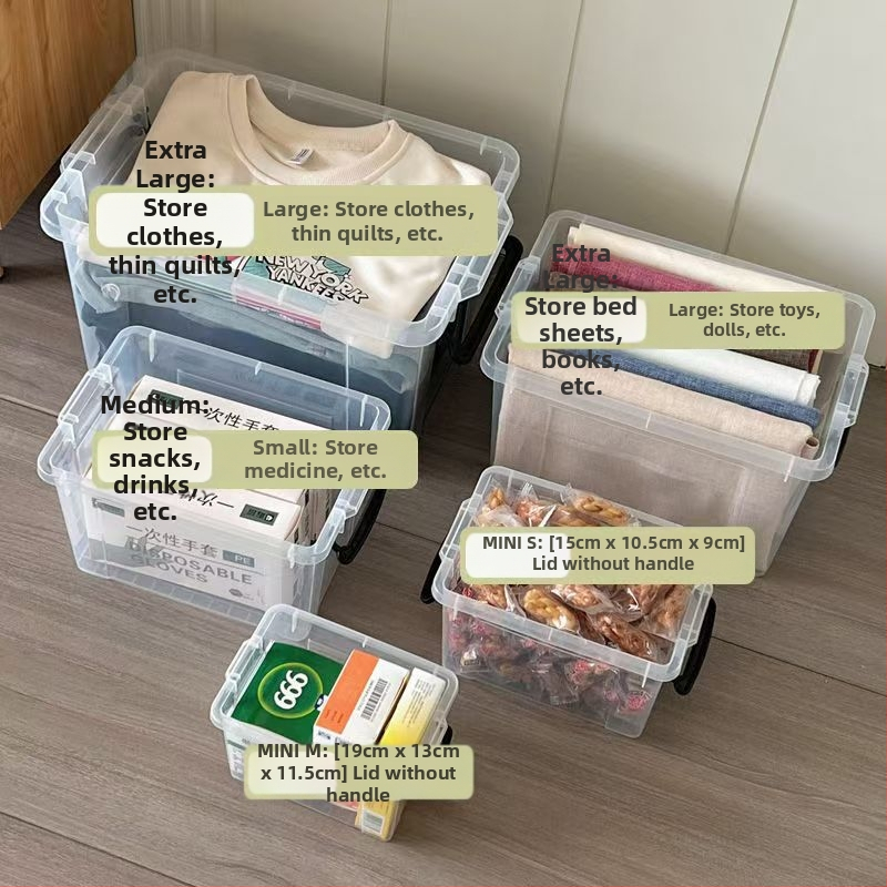 Διάφανη θήκη αποθήκευσης με καπάκι - PP πλαστικό, οργανωτής για υπνοδωμάτιο, χωρητικότητα 20-30 λίτρων, φορητό
