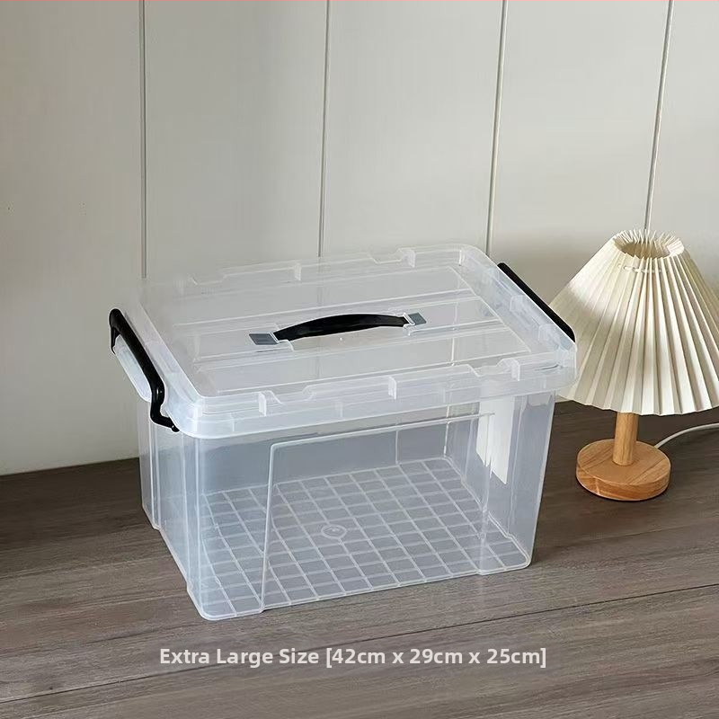 Διάφανη θήκη αποθήκευσης με καπάκι - PP πλαστικό, οργανωτής για υπνοδωμάτιο, χωρητικότητα 20-30 λίτρων, φορητό
