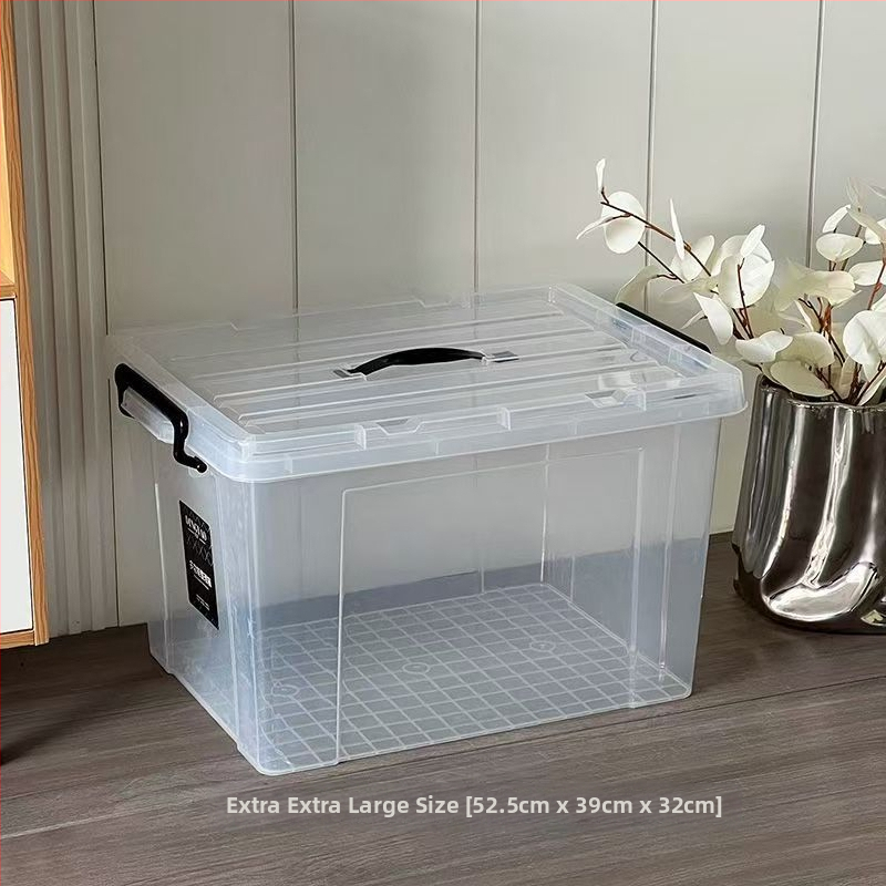 Διάφανη θήκη αποθήκευσης με καπάκι - PP πλαστικό, οργανωτής για υπνοδωμάτιο, χωρητικότητα 20-30 λίτρων, φορητό
