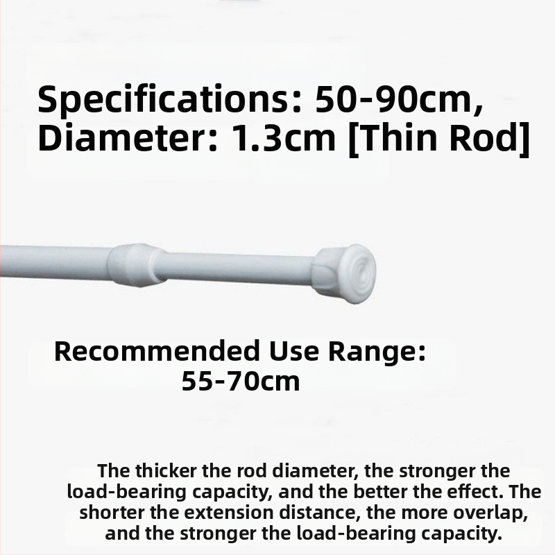 Železný teleskopický tyč na závesy – bez vŕtania, nastaviteľný, viacúčelový pre okno, šatník, dvere, balkón a kúpeľňu