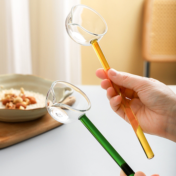 Staklena žlica s dugom drškom i oštrim vrhom – otporna na visoke temperature kuhinjska žlica za kuhanje, kašu i začinjavanje