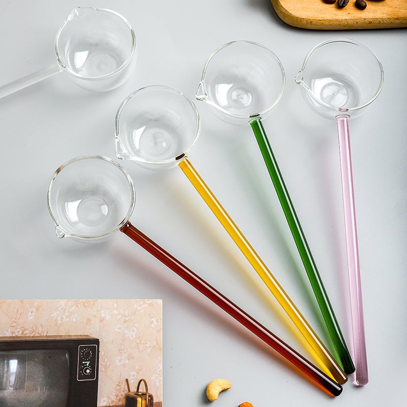 Staklena žlica s dugom drškom i oštrim vrhom – otporna na visoke temperature kuhinjska žlica za kuhanje, kašu i začinjavanje