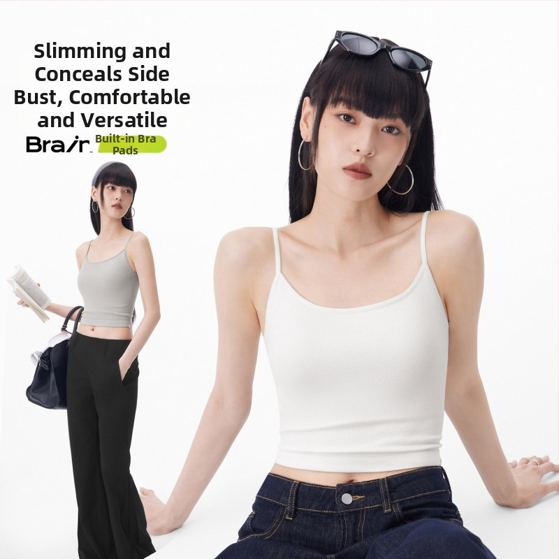 PUNLIEN Podstavljena cami-vest za žene — Slim fit, naramenice, jednobojni uzorak, viskoza/nylon smjesa (50–70% viskoze, 30–50% najlona), elastičan