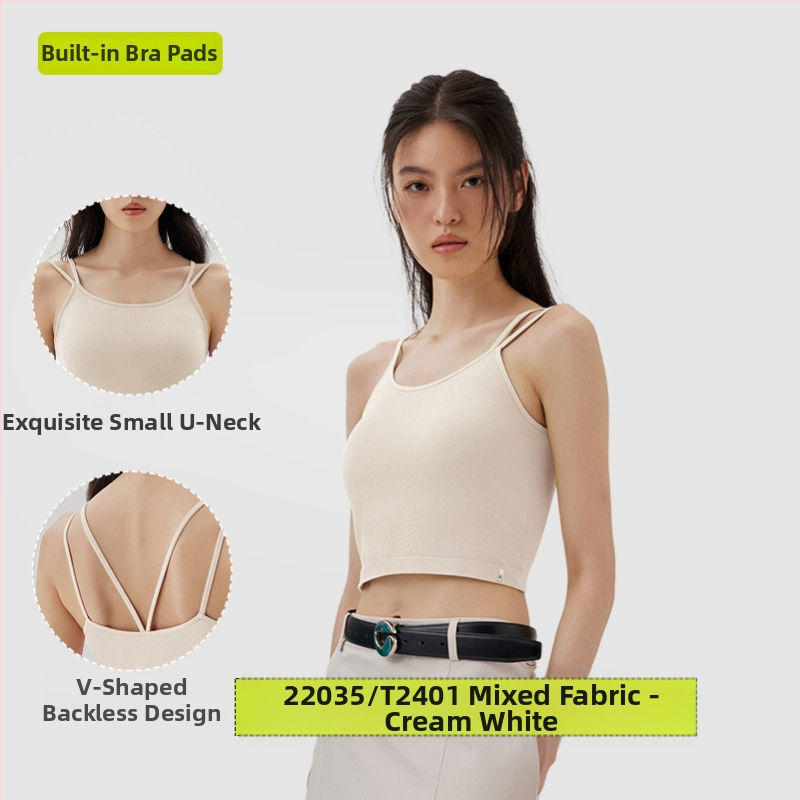 PUNLIEN Podstavljena cami-vest za žene — Slim fit, naramenice, jednobojni uzorak, viskoza/nylon smjesa (50–70% viskoze, 30–50% najlona), elastičan