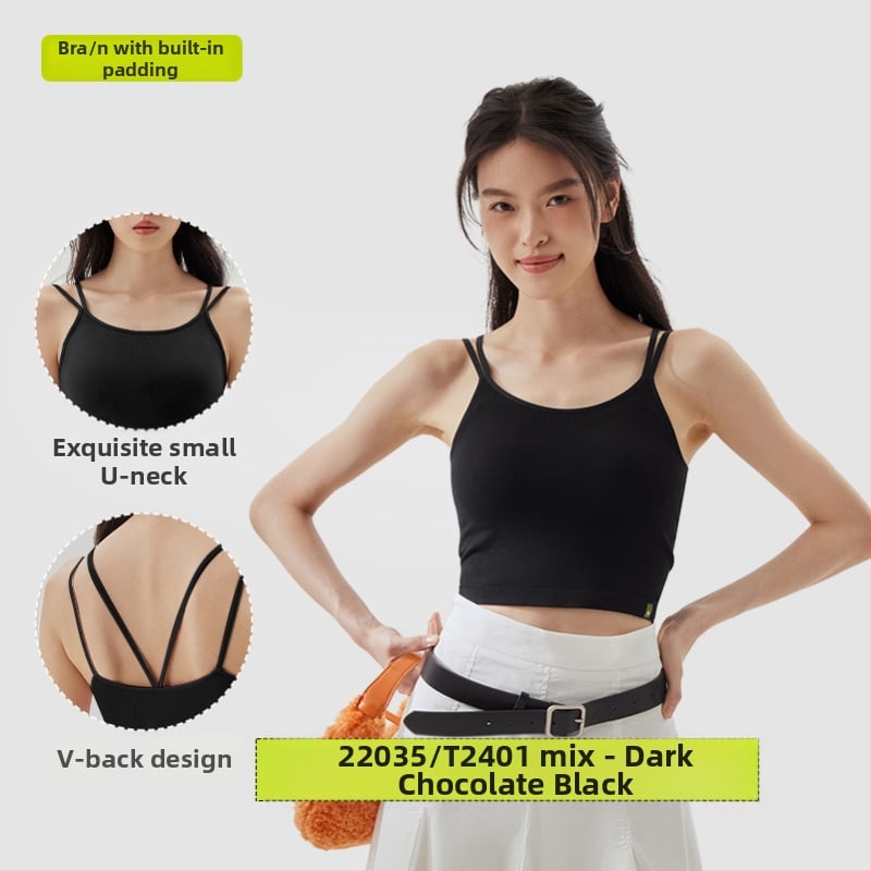 PUNLIEN Podstavljena cami-vest za žene — Slim fit, naramenice, jednobojni uzorak, viskoza/nylon smjesa (50–70% viskoze, 30–50% najlona), elastičan