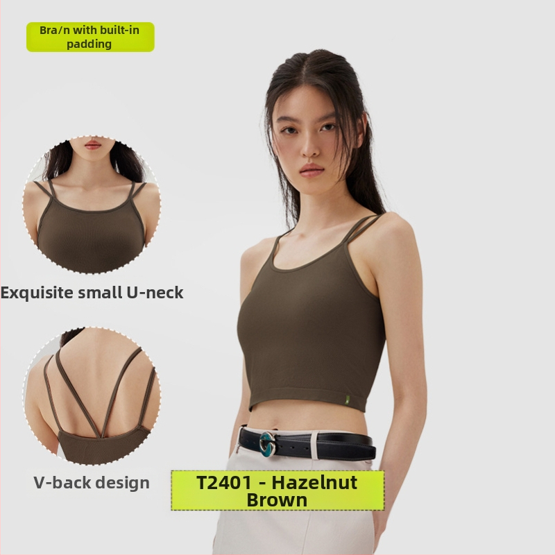 PUNLIEN Podstavljena cami-vest za žene — Slim fit, naramenice, jednobojni uzorak, viskoza/nylon smjesa (50–70% viskoze, 30–50% najlona), elastičan