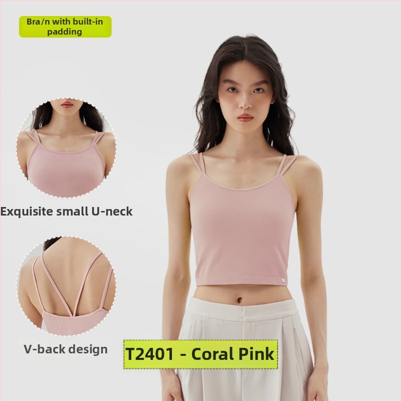 PUNLIEN Podstavljena cami-vest za žene — Slim fit, naramenice, jednobojni uzorak, viskoza/nylon smjesa (50–70% viskoze, 30–50% najlona), elastičan