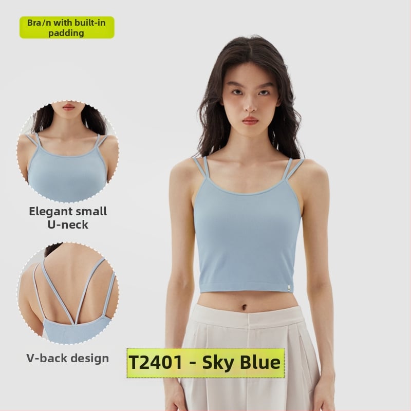 PUNLIEN Podstavljena cami-vest za žene — Slim fit, naramenice, jednobojni uzorak, viskoza/nylon smjesa (50–70% viskoze, 30–50% najlona), elastičan