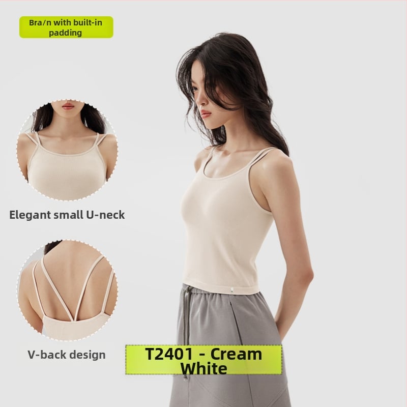 PUNLIEN Podstavljena cami-vest za žene — Slim fit, naramenice, jednobojni uzorak, viskoza/nylon smjesa (50–70% viskoze, 30–50% najlona), elastičan