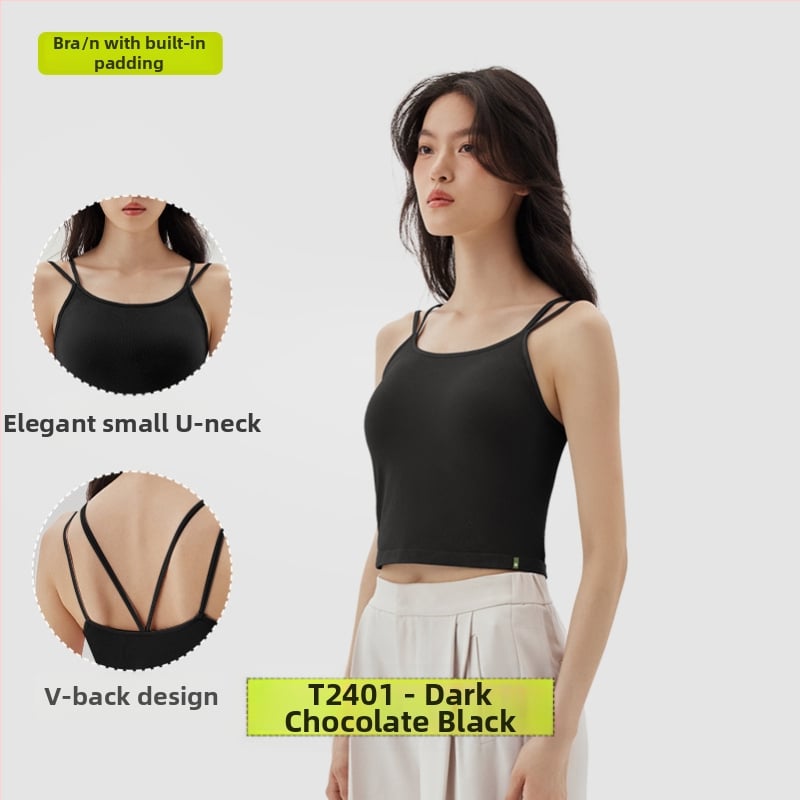 PUNLIEN Podstavljena cami-vest za žene — Slim fit, naramenice, jednobojni uzorak, viskoza/nylon smjesa (50–70% viskoze, 30–50% najlona), elastičan