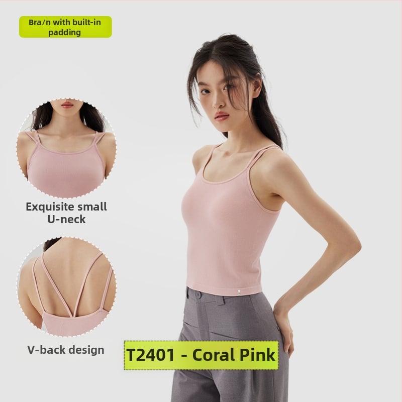 PUNLIEN Podstavljena cami-vest za žene — Slim fit, naramenice, jednobojni uzorak, viskoza/nylon smjesa (50–70% viskoze, 30–50% najlona), elastičan